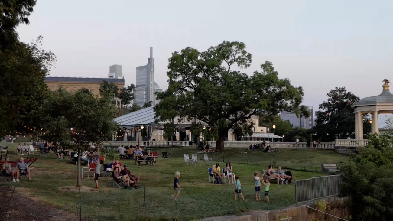 Philadelphia's East Fairmount Park, Comcast Tech Center skyscraper in background