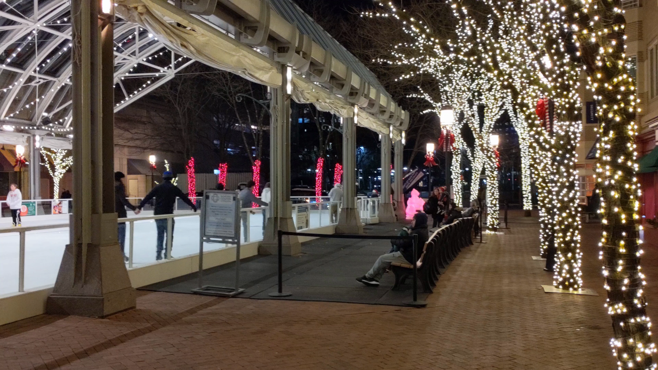 Ice Skaters at Christmas time, Reston Town Center Ice Rink and Pavilion